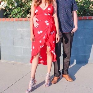 H&M midi red dress